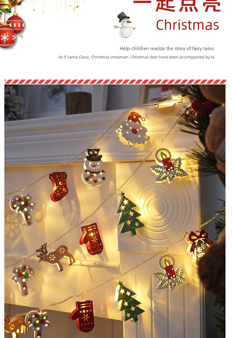 Santa Claus Lighting Led Small Lighting Chain Colored Lights Christmas Lights Wrought Iron Christmas Decorative Lights Christmas Tree Lamp String Lighting Chain