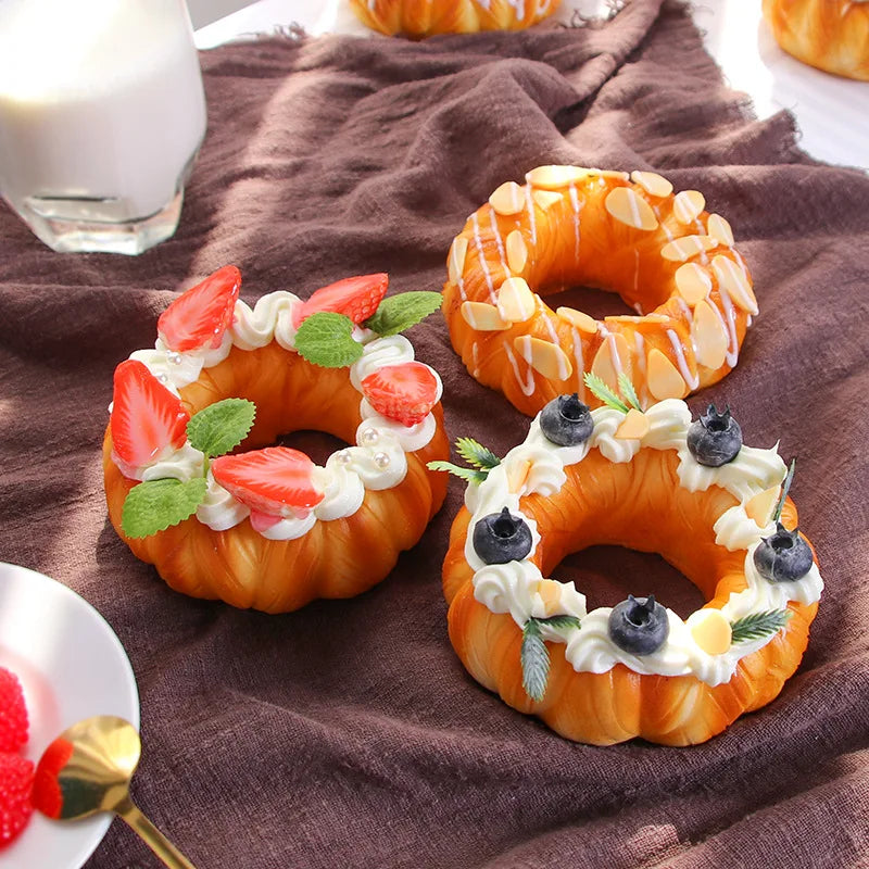 Refrigerator sticker Bread Donut Baking Simulation Fruit Cake Cream Strawberry Blueberry Donut Decoration Ornament Home Decor