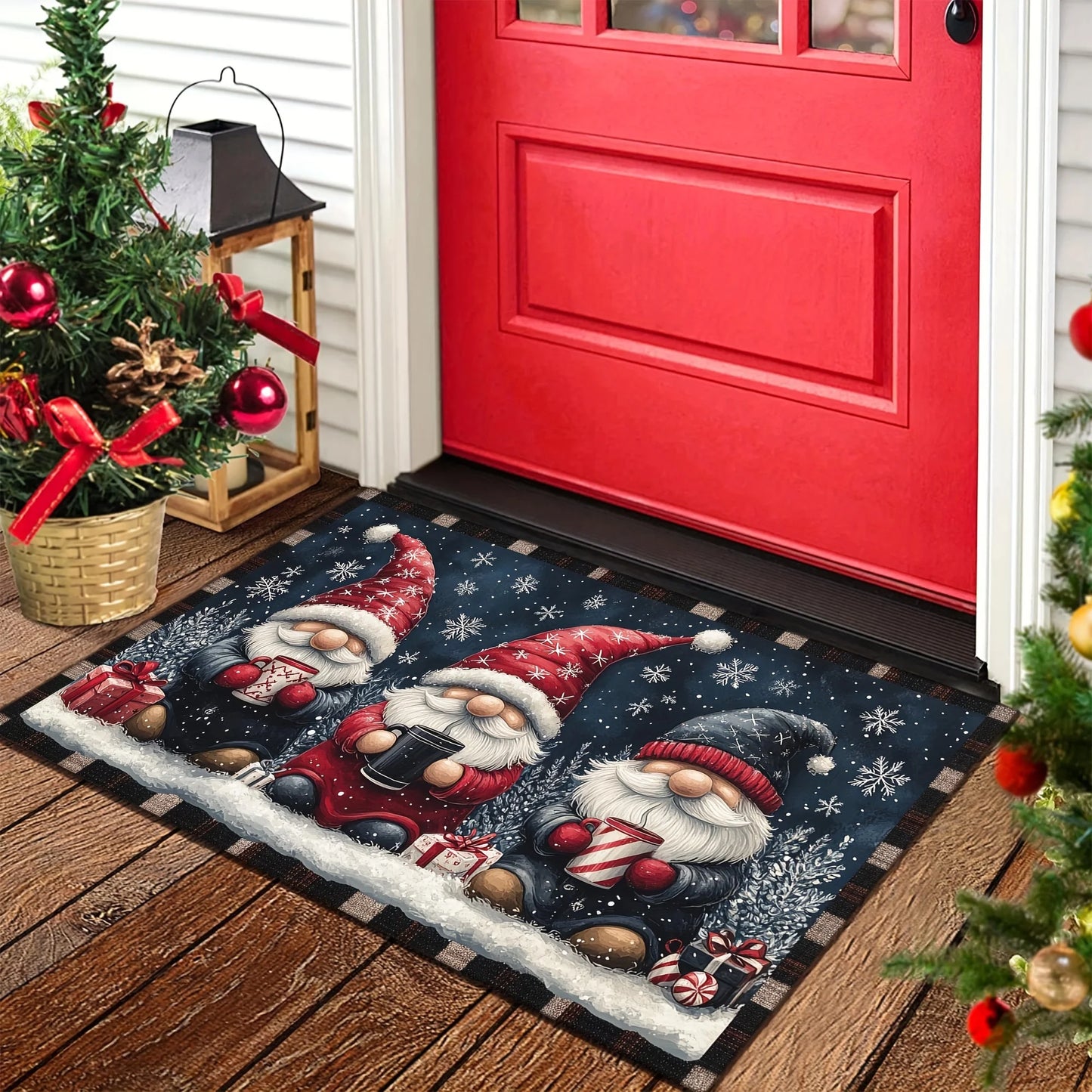 VIKAMA Christmas Entrance Floor Mat Made Of Crystal Velvet For Indoor Decoration, Living Room, Santa Claus Mat, Home Decoration
