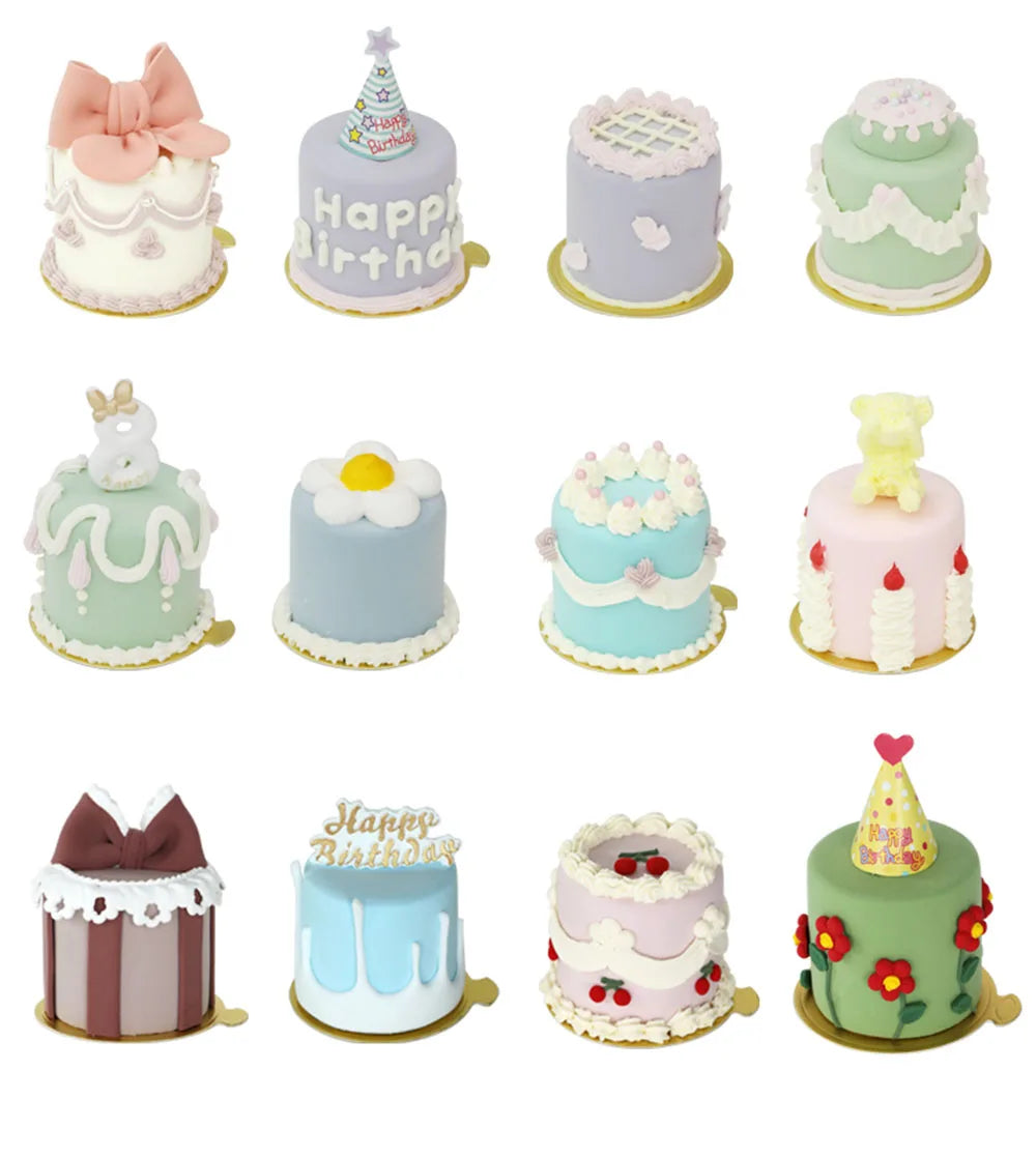 showcase display cabinet bakery dessert house cake shop store decoration artificial simulation Happy Birthday Mini Cake Model