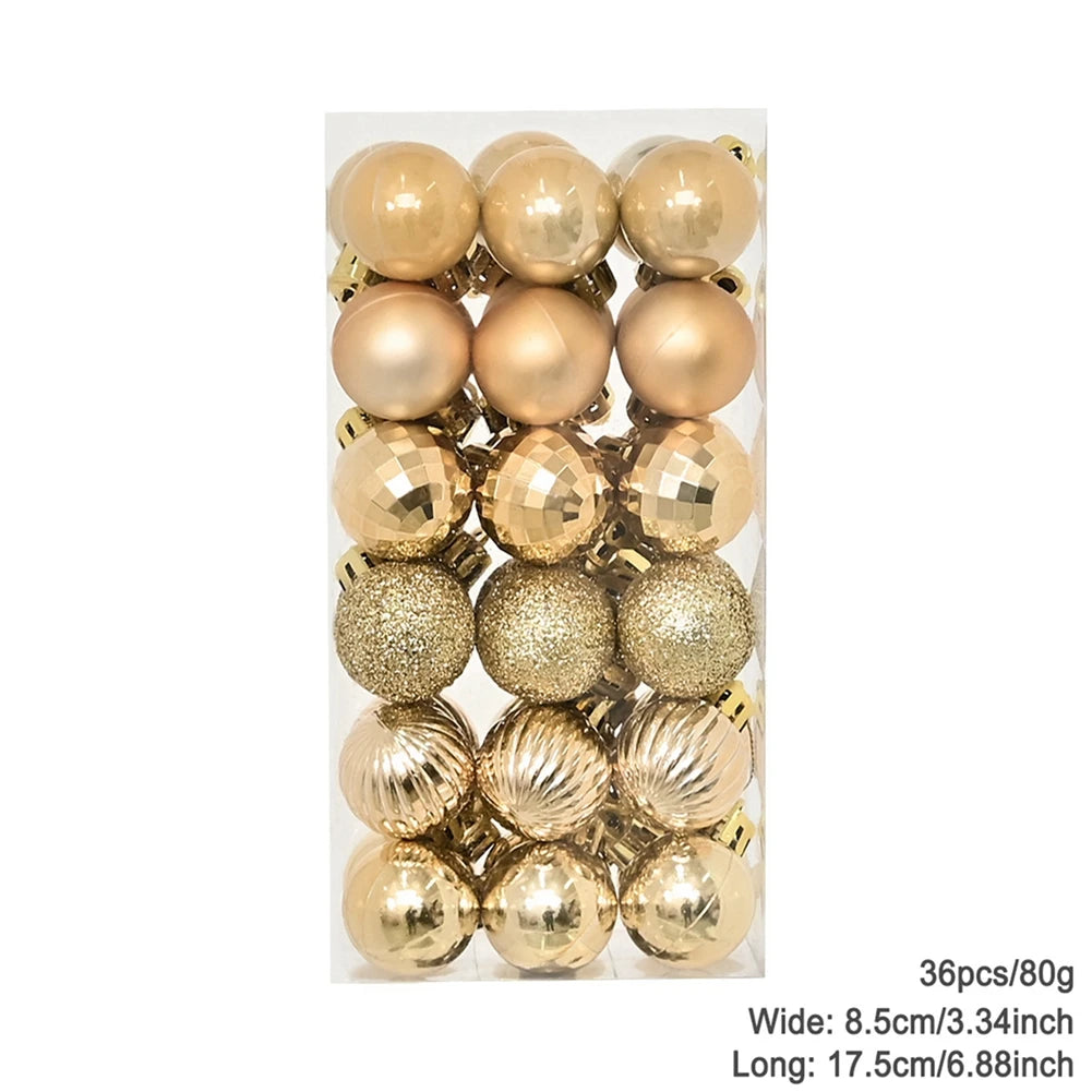 36Pcs Christmas Balls New Year Party Decoration Xmas Tree Ornaments Christmas Hanging Ornament Home Decor Gifts Navidad