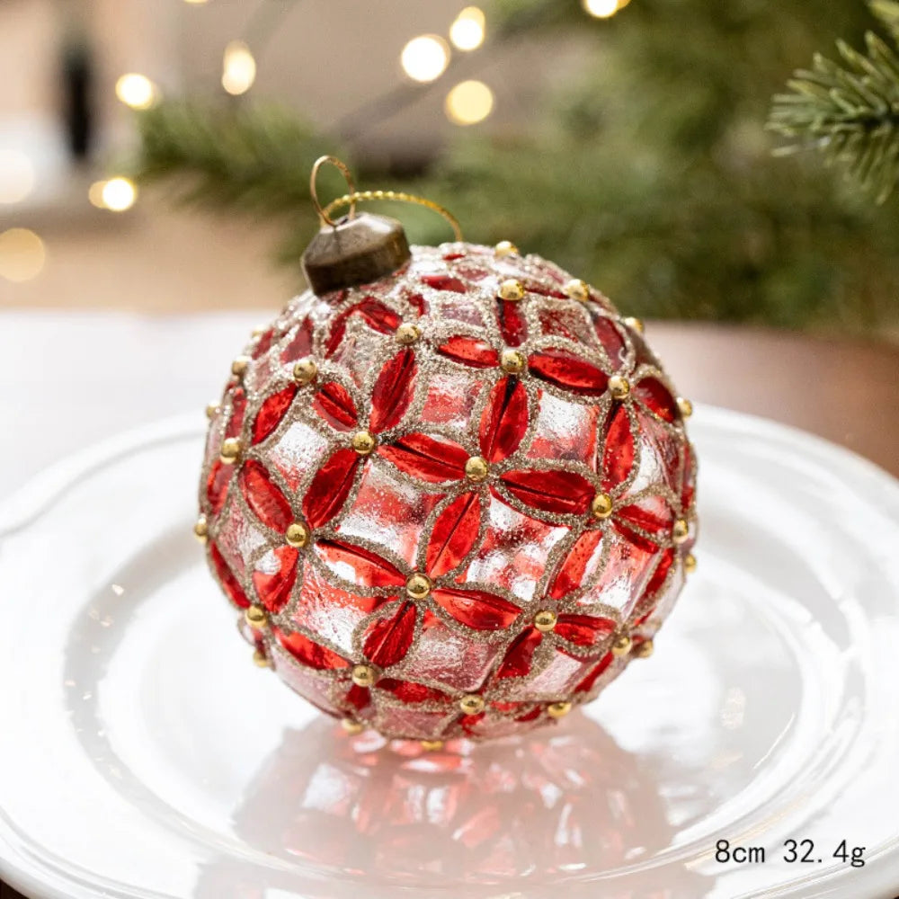 8cm Christmas Glass Ball Christmas Baubles for Tree Decorations Shatterproof Reusable Hanging Balls New Year Xmas Home Decor