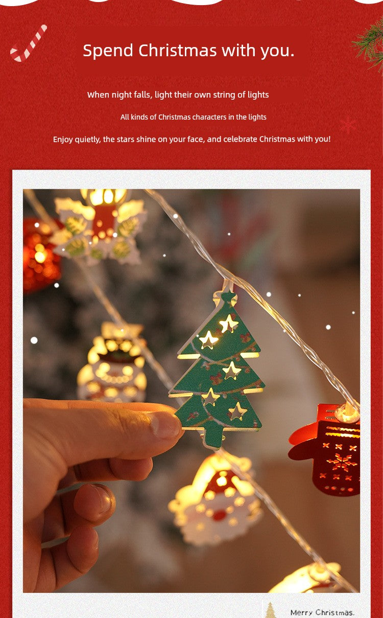 Santa Claus Lighting Led Small Lighting Chain Colored Lights Christmas Lights Wrought Iron Christmas Decorative Lights Christmas Tree Lamp String Lighting Chain