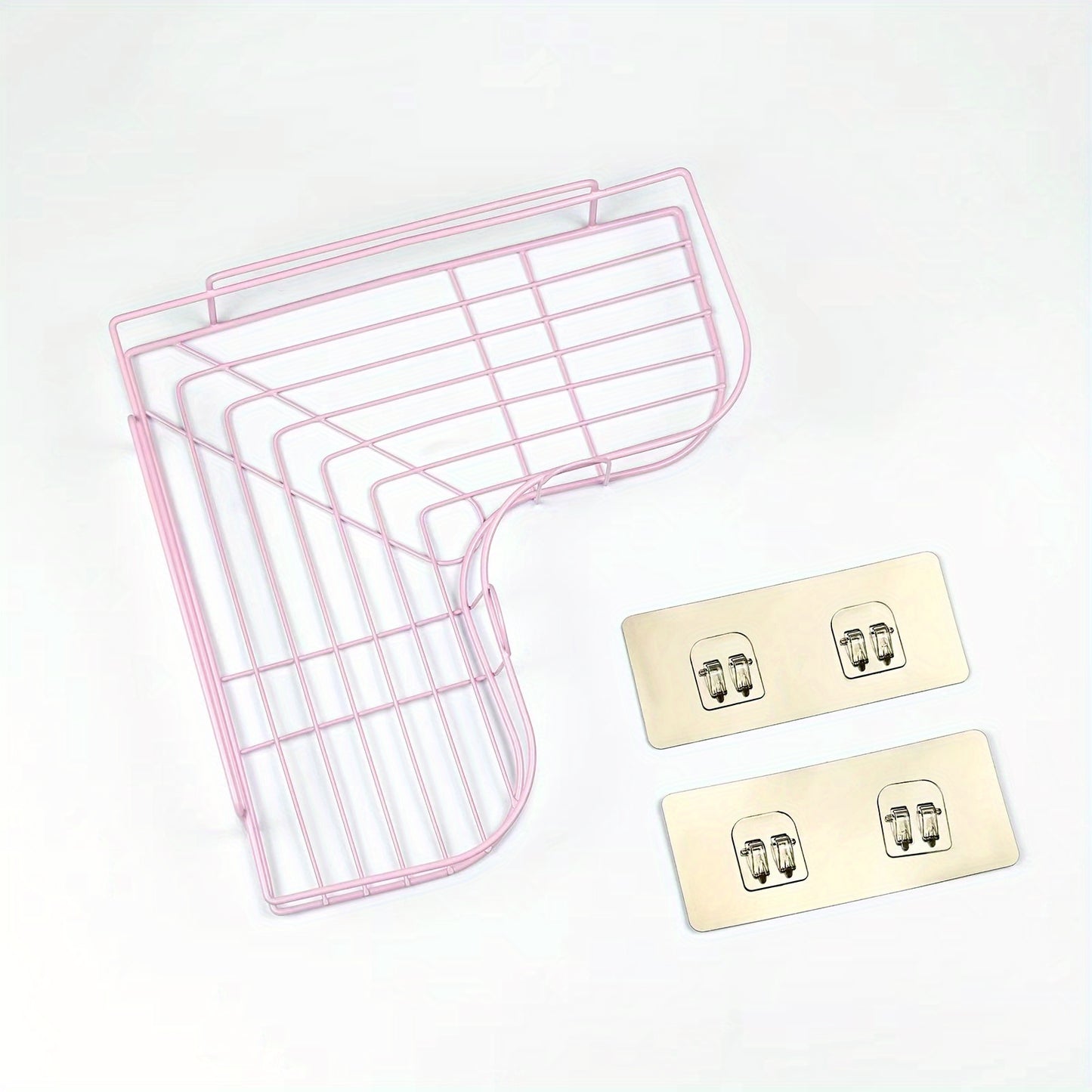 [Cast Iron Shower Shelf] 1pc Cast Iron Corner Shower Shelf - No-Drill Wall Mounted Black Wire Mesh Bathroom Storage Rack for Easy Access & Organization, Perfect for Shampoo, Conditioner, and Soap, Bathroom Storage Solution |