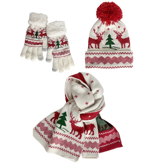 Three Piece Set Of Christmas Hats, Scarves, Gloves to Enhance The Festive Atmosphere