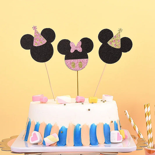Dropshipping Cartoon Mouse Happy Birthday Cake Topper Birthday Cupcake Decoration for Baby Shower Paper Easter Decoration CN;ZHE