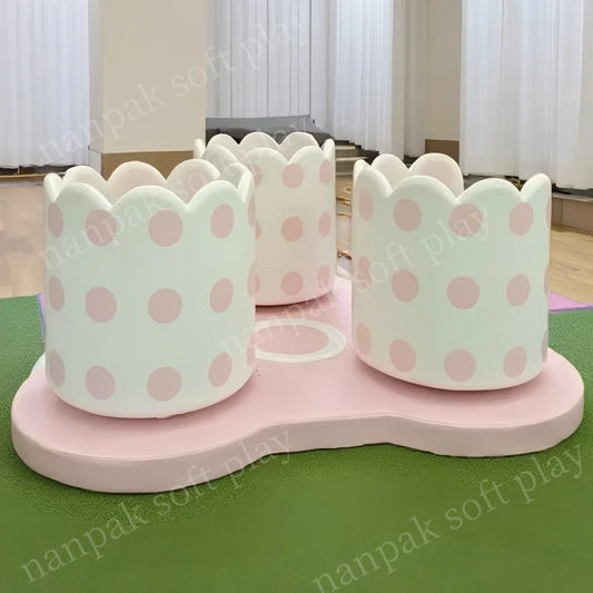 Amazing White pink Blue Teacups Indoor/outdoor Playground Equipment Kid Sensory Rotate Merry Go Round Soft Play for Parties Hire