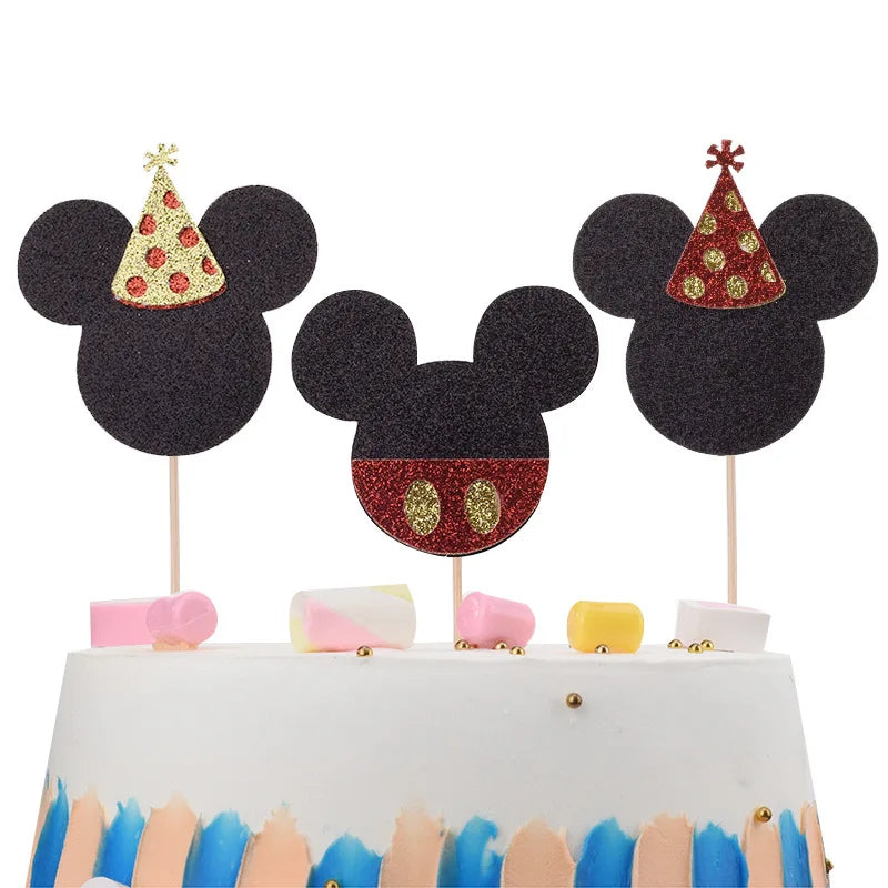Dropshipping Cartoon Mouse Happy Birthday Cake Topper Birthday Cupcake Decoration for Baby Shower Paper Easter Decoration CN;ZHE