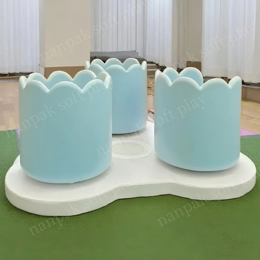 Amazing White pink Blue Teacups Indoor/outdoor Playground Equipment Kid Sensory Rotate Merry Go Round Soft Play for Parties Hire