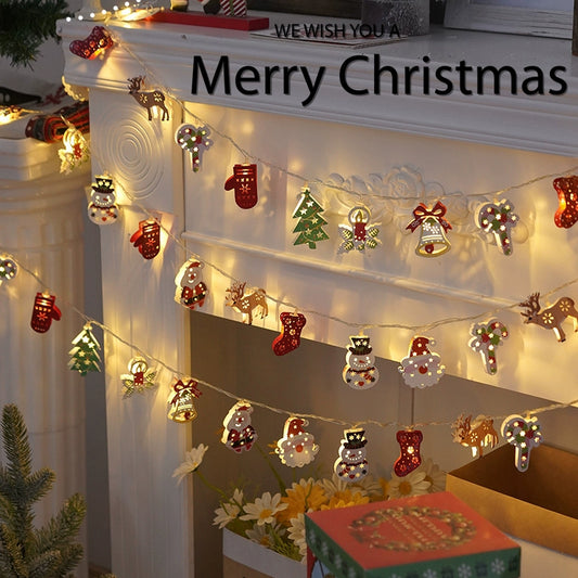 Santa Claus Lighting Led Small Lighting Chain Colored Lights Christmas Lights Wrought Iron Christmas Decorative Lights Christmas Tree Lamp String Lighting Chain