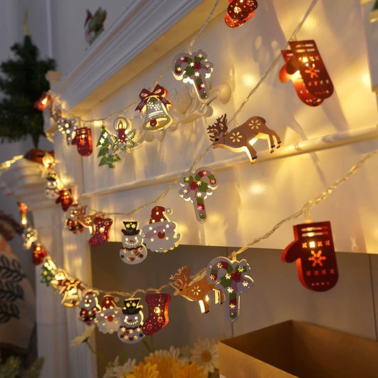 Santa Claus Lighting Led Small Lighting Chain Colored Lights Christmas Lights Wrought Iron Christmas Decorative Lights Christmas Tree Lamp String Lighting Chain