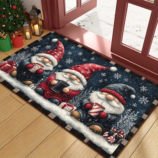 VIKAMA Christmas Entrance Floor Mat Made Of Crystal Velvet For Indoor Decoration, Living Room, Santa Claus Mat, Home Decoration