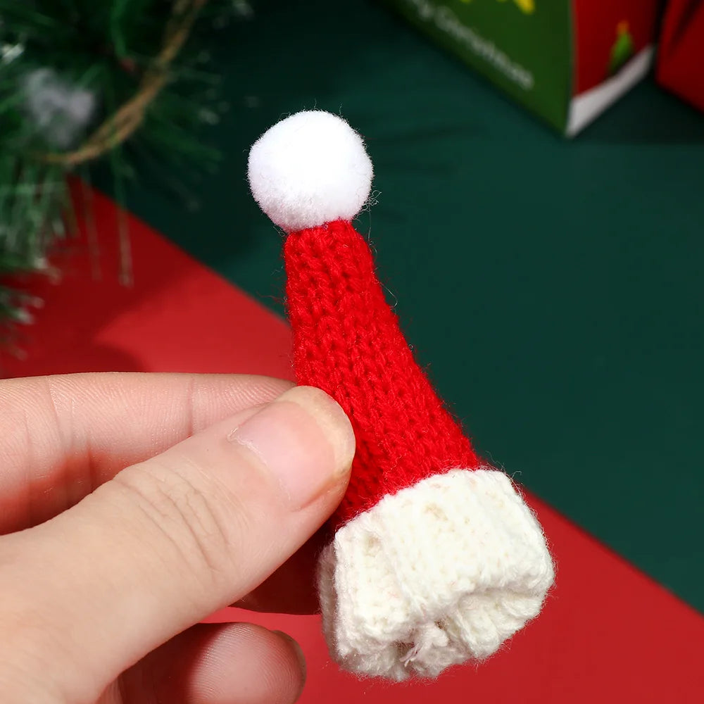 For 1/6 1/12 Doll Scarf Hat Knitted Scarves Xmas Ornament Mini Christmas Caps Handmade Miniature Clothes Dollhouse Accessories