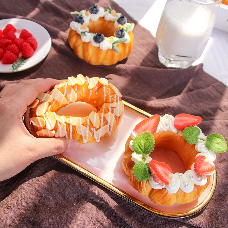 Refrigerator sticker Bread Donut Baking Simulation Fruit Cake Cream Strawberry Blueberry Donut Decoration Ornament Home Decor