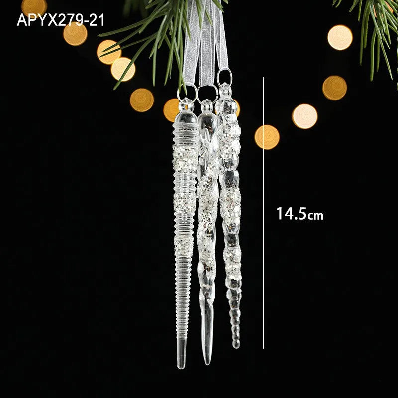 Christmas Ice Crystal Pendant Xmas Tree Pendant Transparent Acrylic Angel Light Luxury Scene Decoration Props New Year 2025