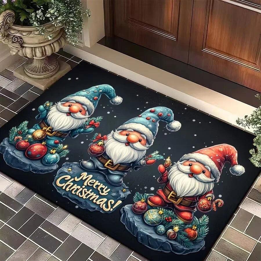 VIKAMA Christmas Entrance Floor Mat Made Of Crystal Velvet For Indoor Decoration, Living Room, Santa Claus Mat, Home Decoration