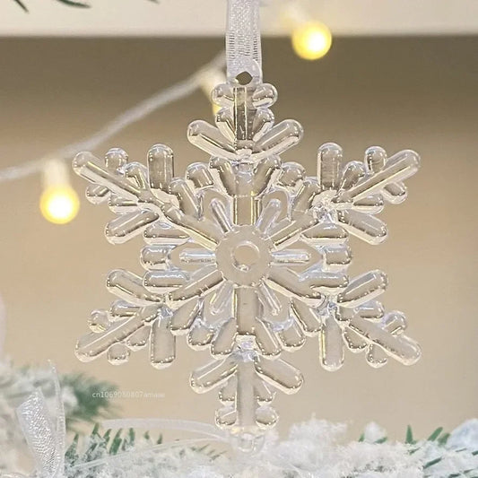 3pcs/bag 2025 Christmas Decorations Christmas Transparent Snowflake Pendants for Winter New Year Tree Home Party Ornaments