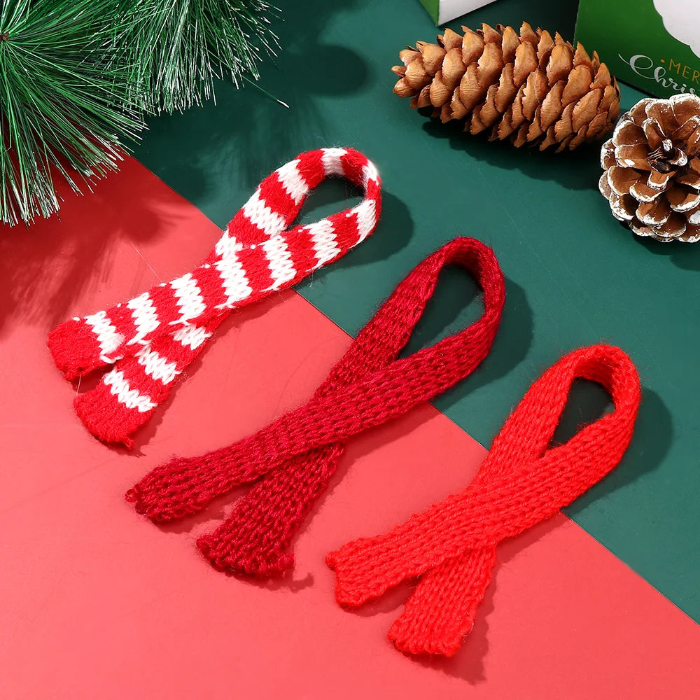 For 1/6 1/12 Doll Scarf Hat Knitted Scarves Xmas Ornament Mini Christmas Caps Handmade Miniature Clothes Dollhouse Accessories