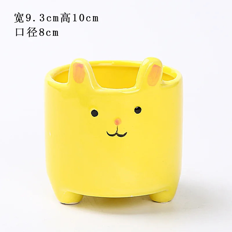 Succulent Pot Ceramic Flower Pot Cartoon Cute Potted Plant Rabbit Creative Plant Pot Desktop Potted Desk Decorate Small Ornament