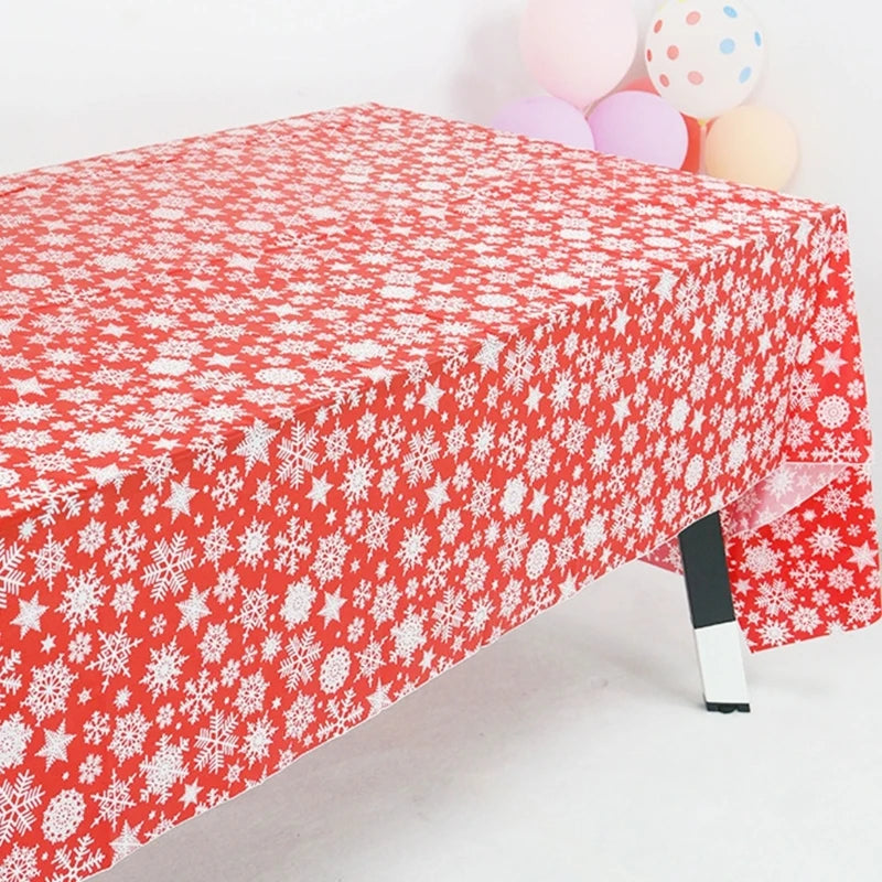 Christmas Dining Table Cover Plastic Tablecloth Table Decoration Party Supplies Dropship