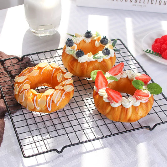 Refrigerator sticker Bread Donut Baking Simulation Fruit Cake Cream Strawberry Blueberry Donut Decoration Ornament Home Decor