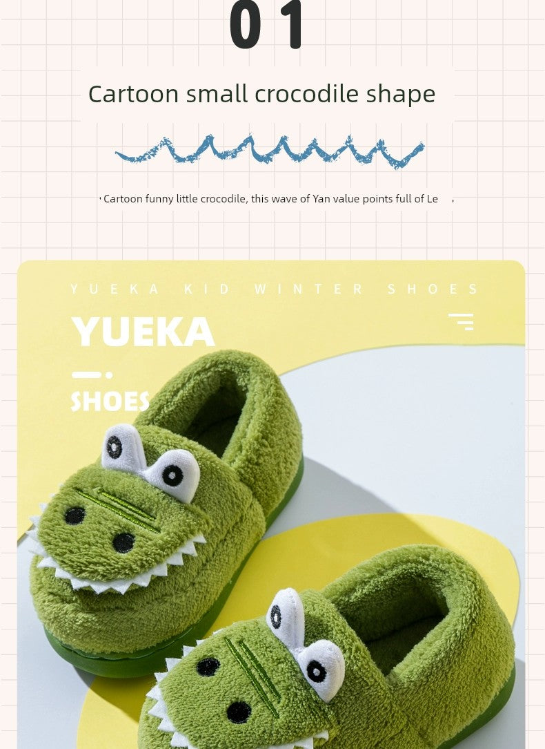 Winter Crocodile Children's Cotton Slippers