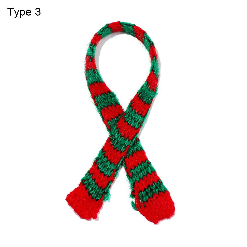 For 1/6 1/12 Doll Scarf Hat Knitted Scarves Xmas Ornament Mini Christmas Caps Handmade Miniature Clothes Dollhouse Accessories