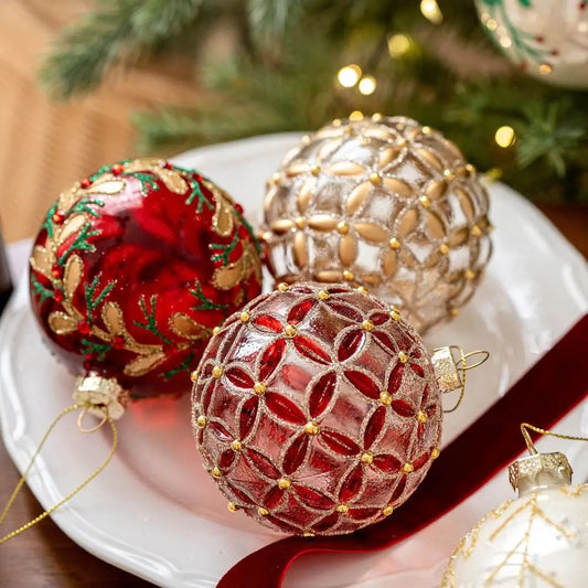 8cm Christmas Glass Ball Christmas Baubles for Tree Decorations Shatterproof Reusable Hanging Balls New Year Xmas Home Decor