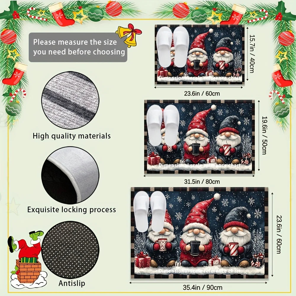 VIKAMA Christmas Entrance Floor Mat Made Of Crystal Velvet For Indoor Decoration, Living Room, Santa Claus Mat, Home Decoration