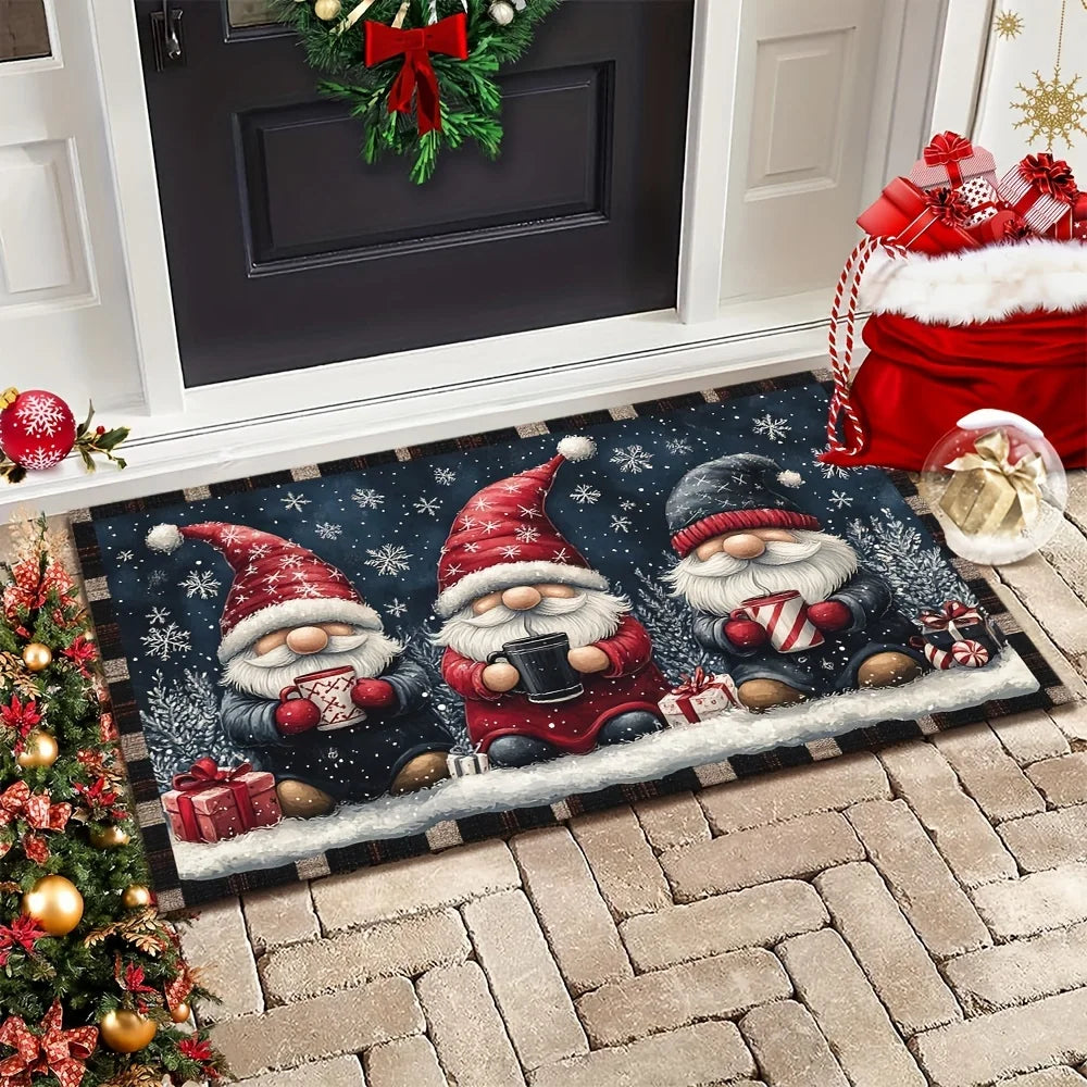 VIKAMA Christmas Entrance Floor Mat Made Of Crystal Velvet For Indoor Decoration, Living Room, Santa Claus Mat, Home Decoration