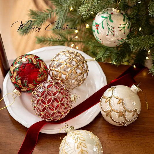 8cm Christmas Glass Ball Christmas Baubles for Tree Decorations Shatterproof Reusable Hanging Balls New Year Xmas Home Decor