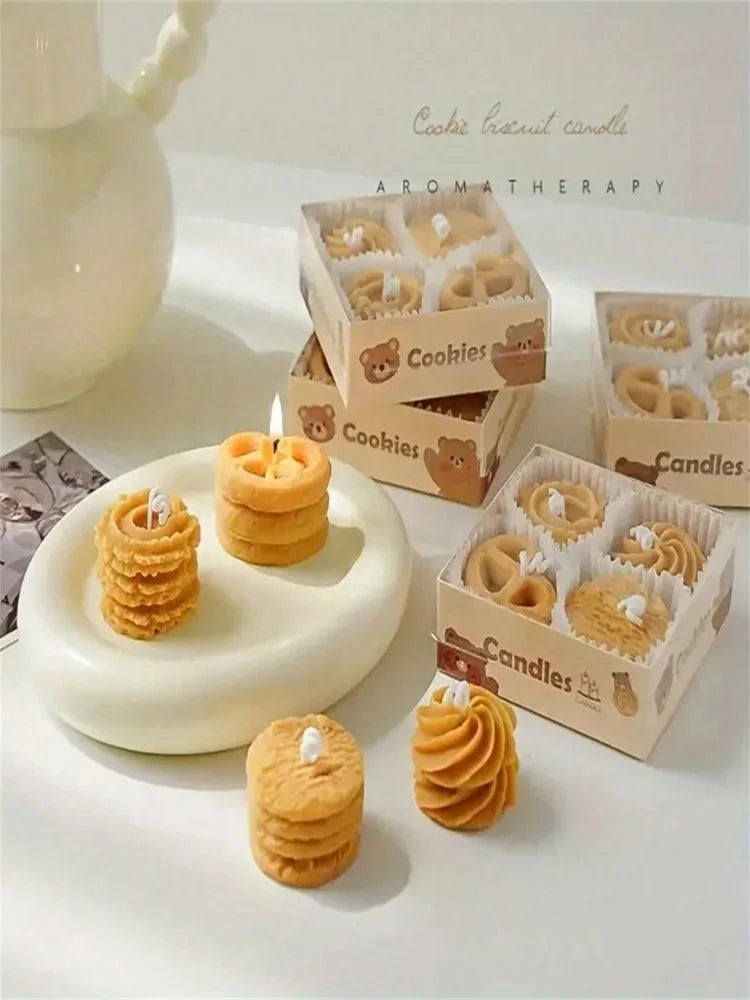 biscuit candles, cookie scented candles gift box gift creative candles ins set gift modeling wax, holiday decoration