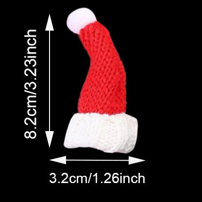 iYOE 10pcs Festive Christmas Mini Santa Hats Scarf Red & White Fabric for Party Supplies Festive Holiday Decorations