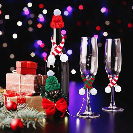 Mini Christmas Knit Hat Mini Christmas Scarf Set, Santa Knit Hat Scarf Christmas Xmas Tree Hanging Decoration Party Supplies