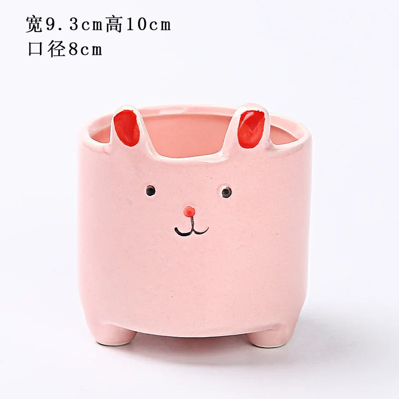 Succulent Pot Ceramic Flower Pot Cartoon Cute Potted Plant Rabbit Creative Plant Pot Desktop Potted Desk Decorate Small Ornament