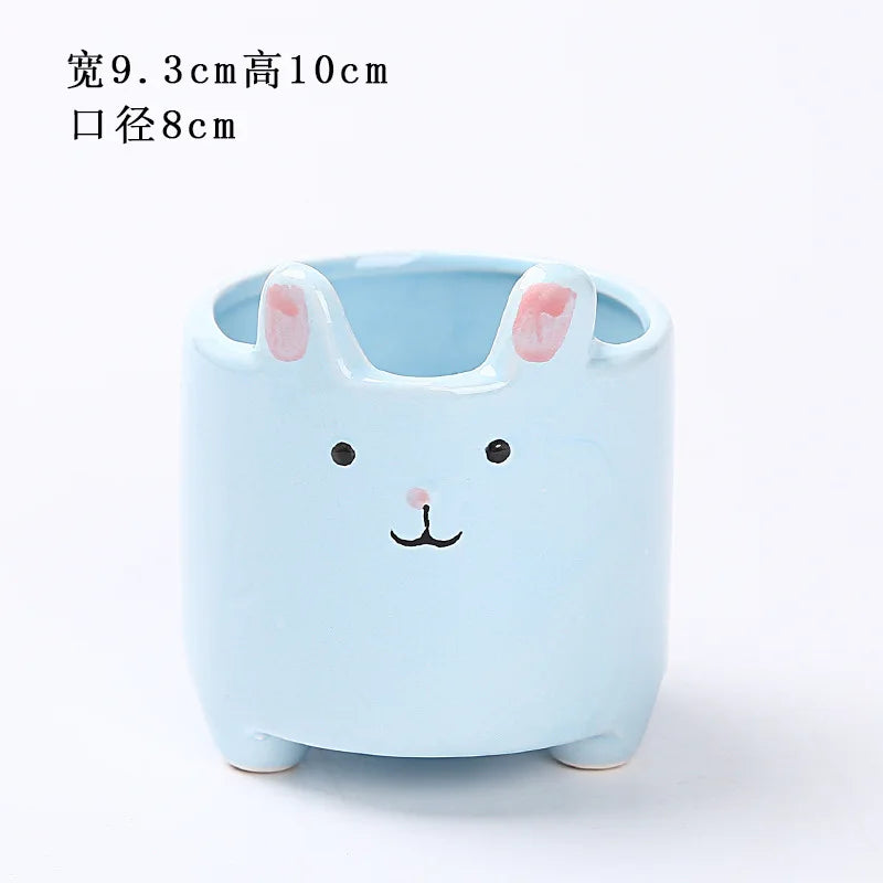 Succulent Pot Ceramic Flower Pot Cartoon Cute Potted Plant Rabbit Creative Plant Pot Desktop Potted Desk Decorate Small Ornament