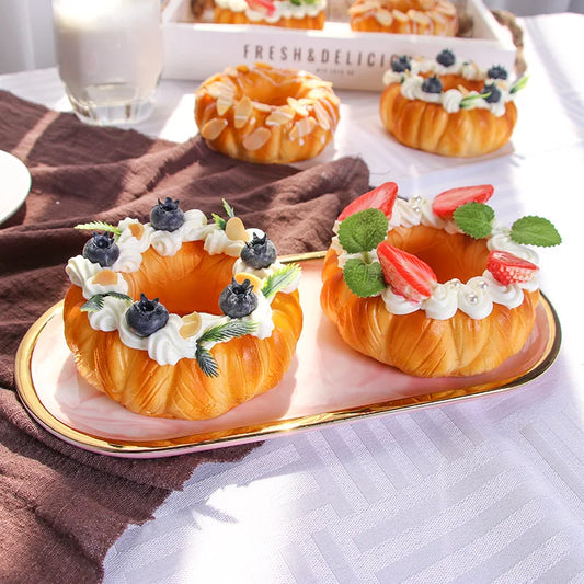 Refrigerator sticker Bread Donut Baking Simulation Fruit Cake Cream Strawberry Blueberry Donut Decoration Ornament Home Decor