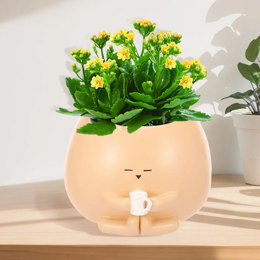 Resin Small Flower Pot Succulent Plant Pot Mini Potted Vase With Bottom Drainage Holes for Desktop Balcony Garden Flower Pot Dec