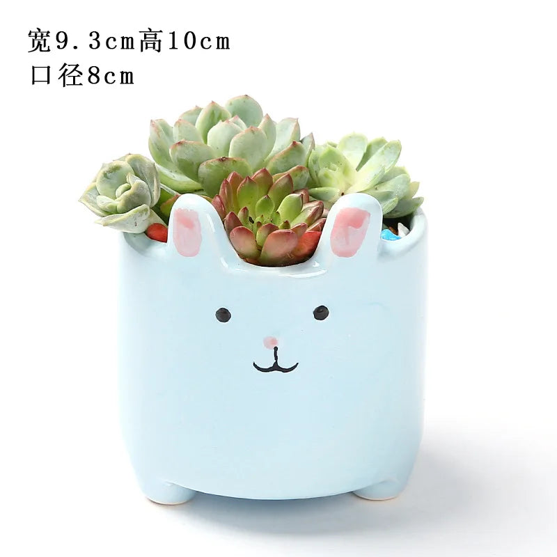 Succulent Pot Ceramic Flower Pot Cartoon Cute Potted Plant Rabbit Creative Plant Pot Desktop Potted Desk Decorate Small Ornament