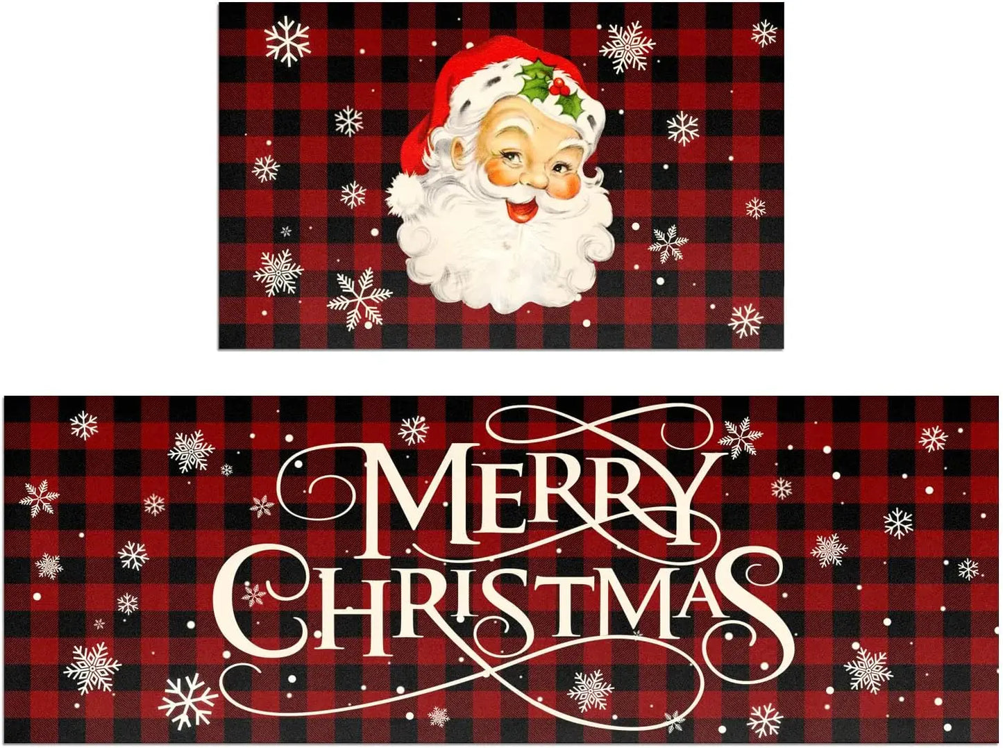 VIKAMA1/2PCS Lovely Christmas Gingerbread Man Crystal Velvet Kitchen Floor Mat Easy Care Floor Mat Entry Door Mat Home Decor