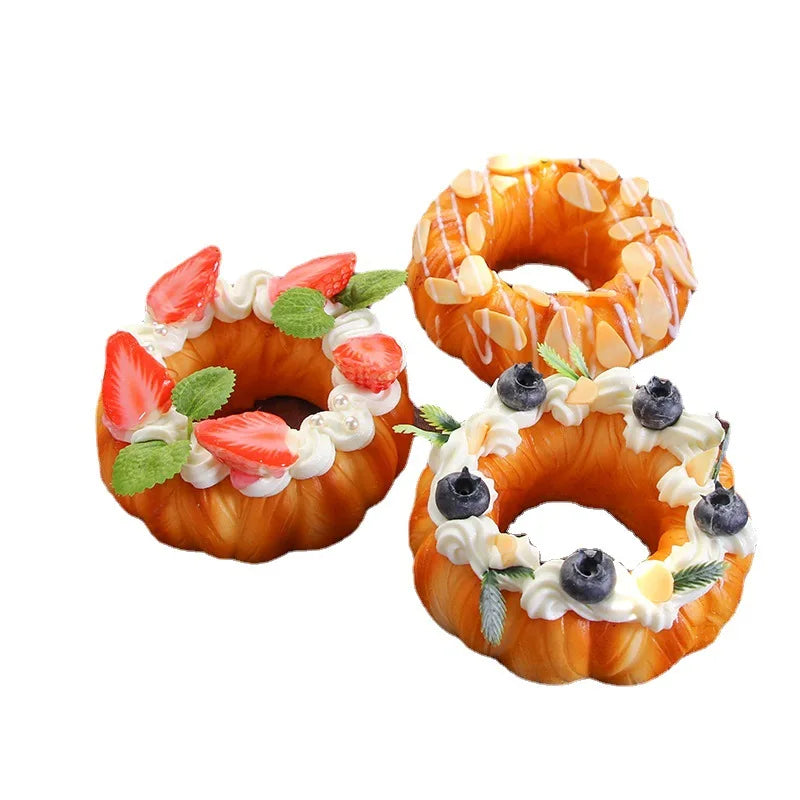 Refrigerator sticker Bread Donut Baking Simulation Fruit Cake Cream Strawberry Blueberry Donut Decoration Ornament Home Decor