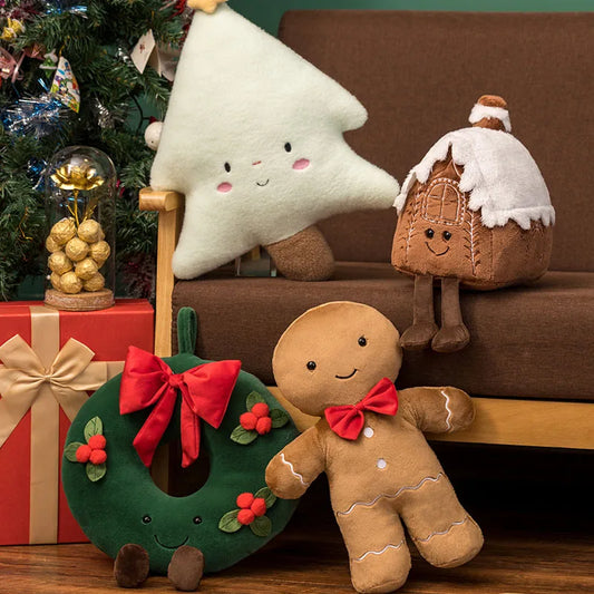 Cartoon Hot Sale Christmas Tree Plush Doll Pillow Gingerbread Man Garland House Plush Toy Home Decor Christmas Gift For Kids