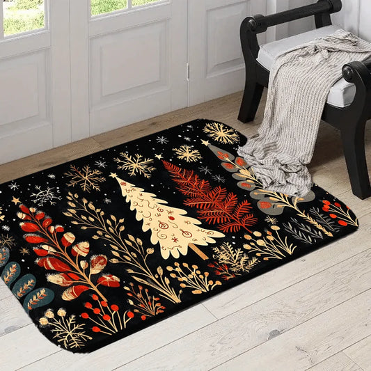 VIKAMA Christmas Carpet Christmas Tree CarpetKitchen Rug  Long Carpet Absorbent Doormat Carpet For Live Room Sofa Floor Mat