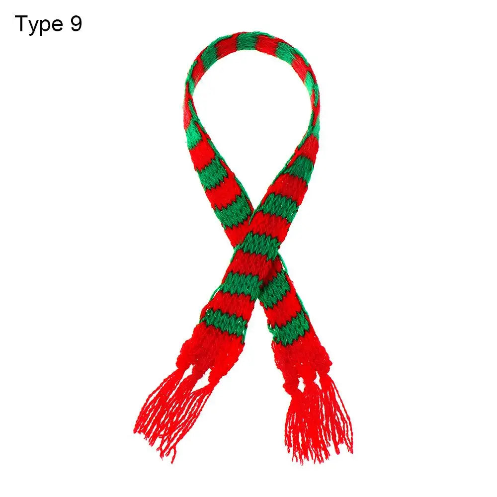 For 1/6 1/12 Doll Scarf Hat Knitted Scarves Xmas Ornament Mini Christmas Caps Handmade Miniature Clothes Dollhouse Accessories