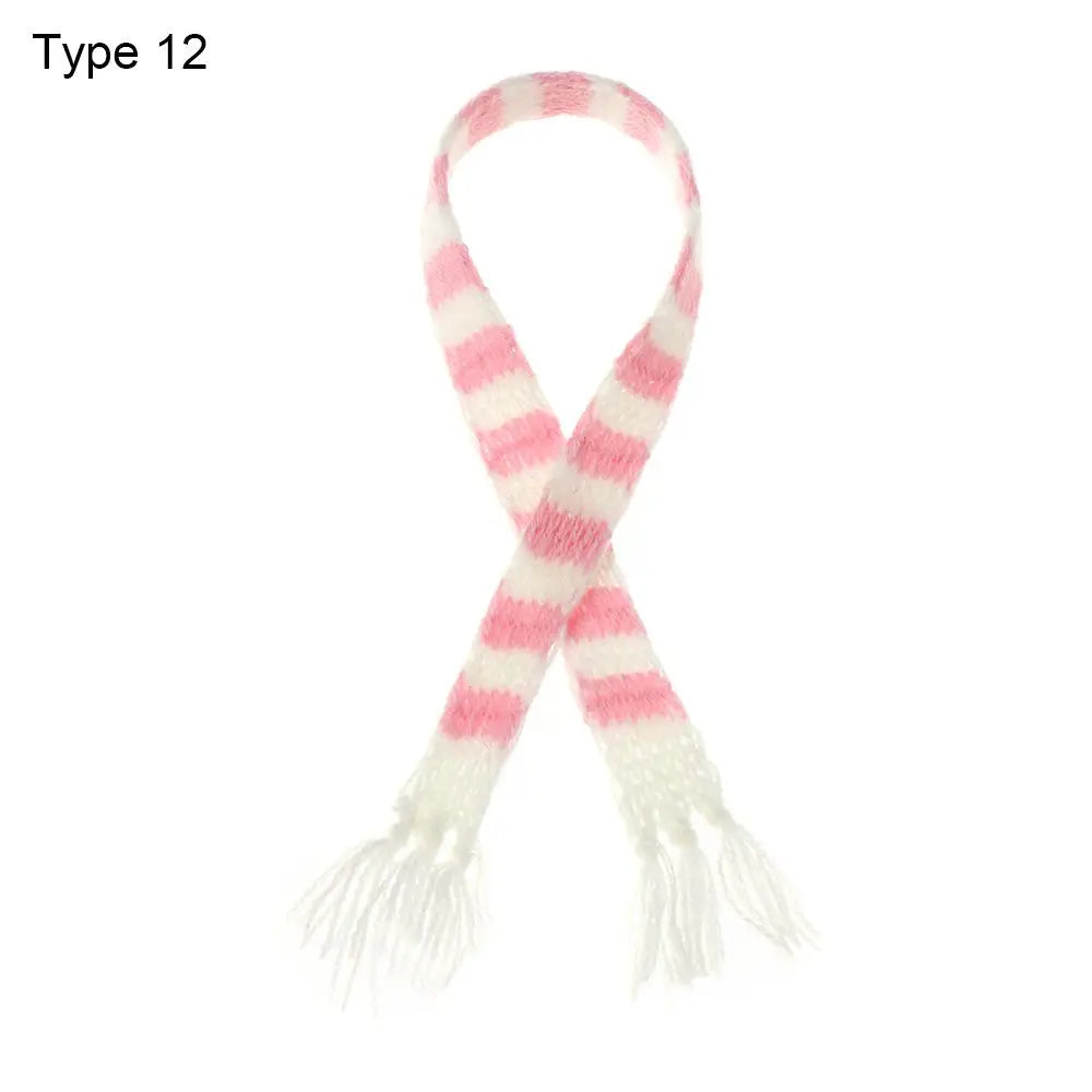 For 1/6 1/12 Doll Scarf Hat Knitted Scarves Xmas Ornament Mini Christmas Caps Handmade Miniature Clothes Dollhouse Accessories