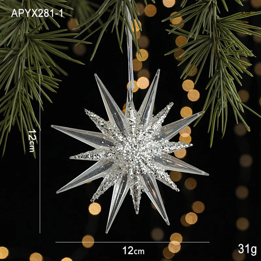 Christmas Ice Crystal Pendant Xmas Tree Pendant Transparent Acrylic Angel Light Luxury Scene Decoration Props New Year 2025