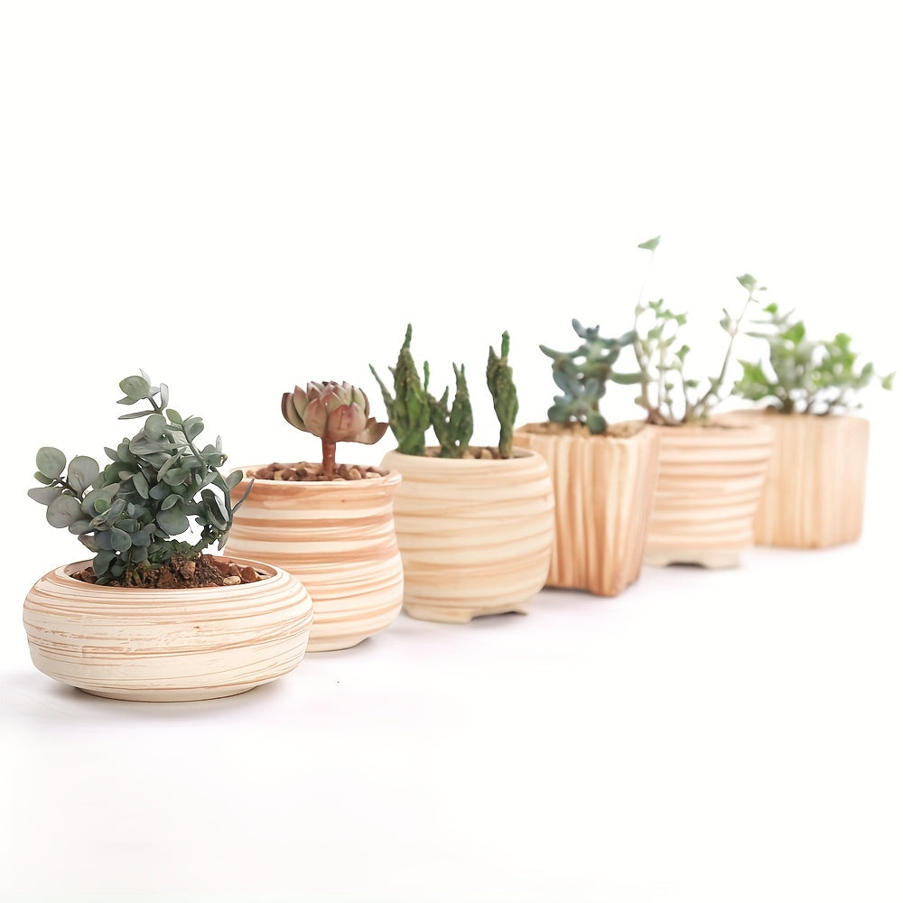 SUN-E 6pcs/Set Mini Ceramic Plant Pots - Decorative, 2.5Inch/6.5cm, with Drain Hole, Perfect Gift for Women, Ideal for Succulent, Cactus, Flower, Home, Office, Outdoor Garden